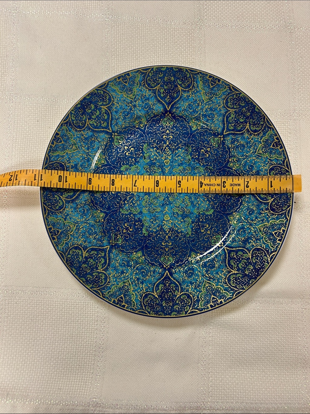 Z Gallerie Blue and Turquoise Ceramic Decorative Plate image 4